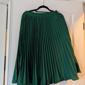 Grace Karin Forest Green Pleated Circle Skirt